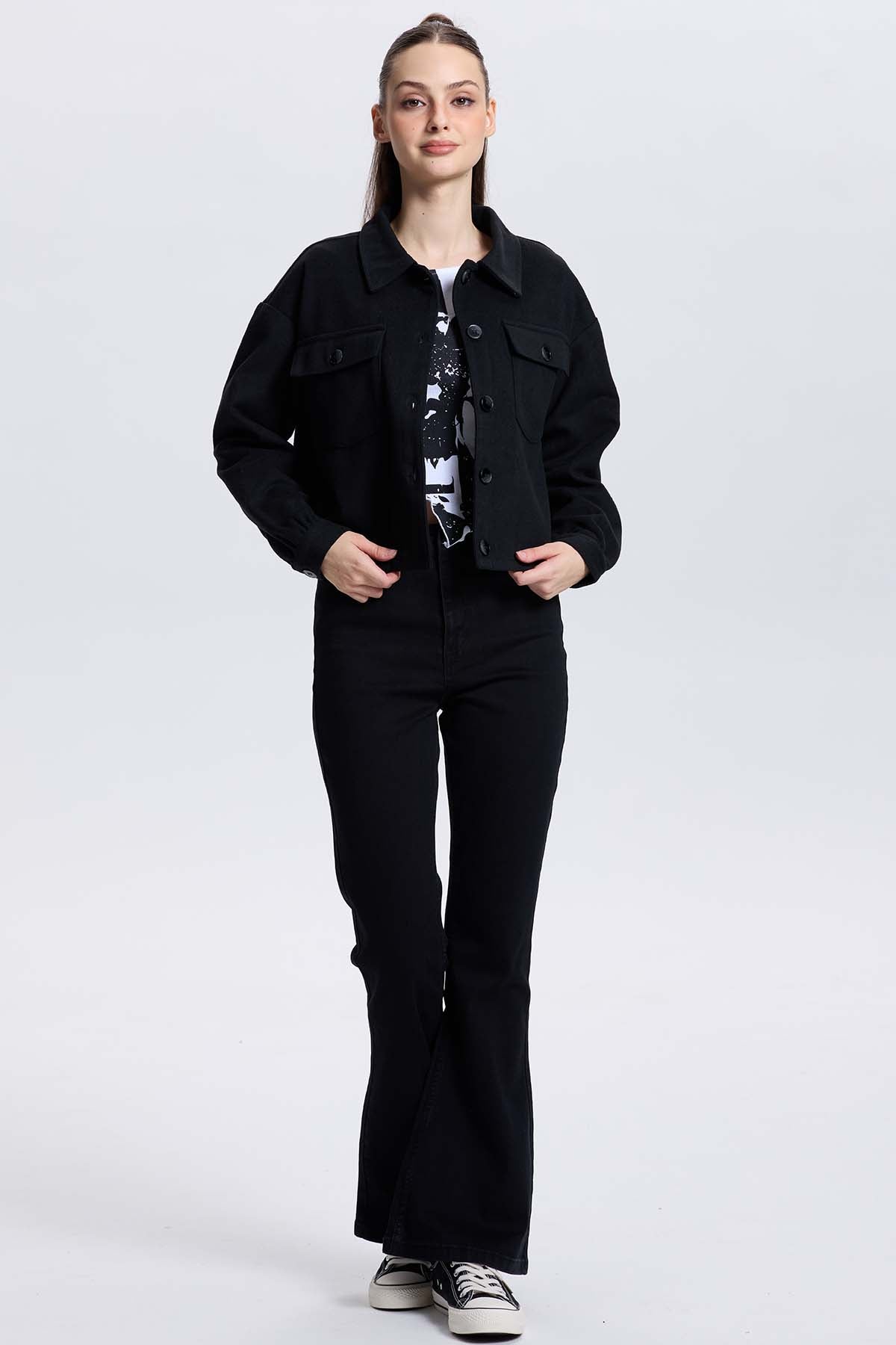 Chaqueta Mujer Overshirt Negro
