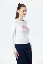 Polera Mujer Print College Crudo