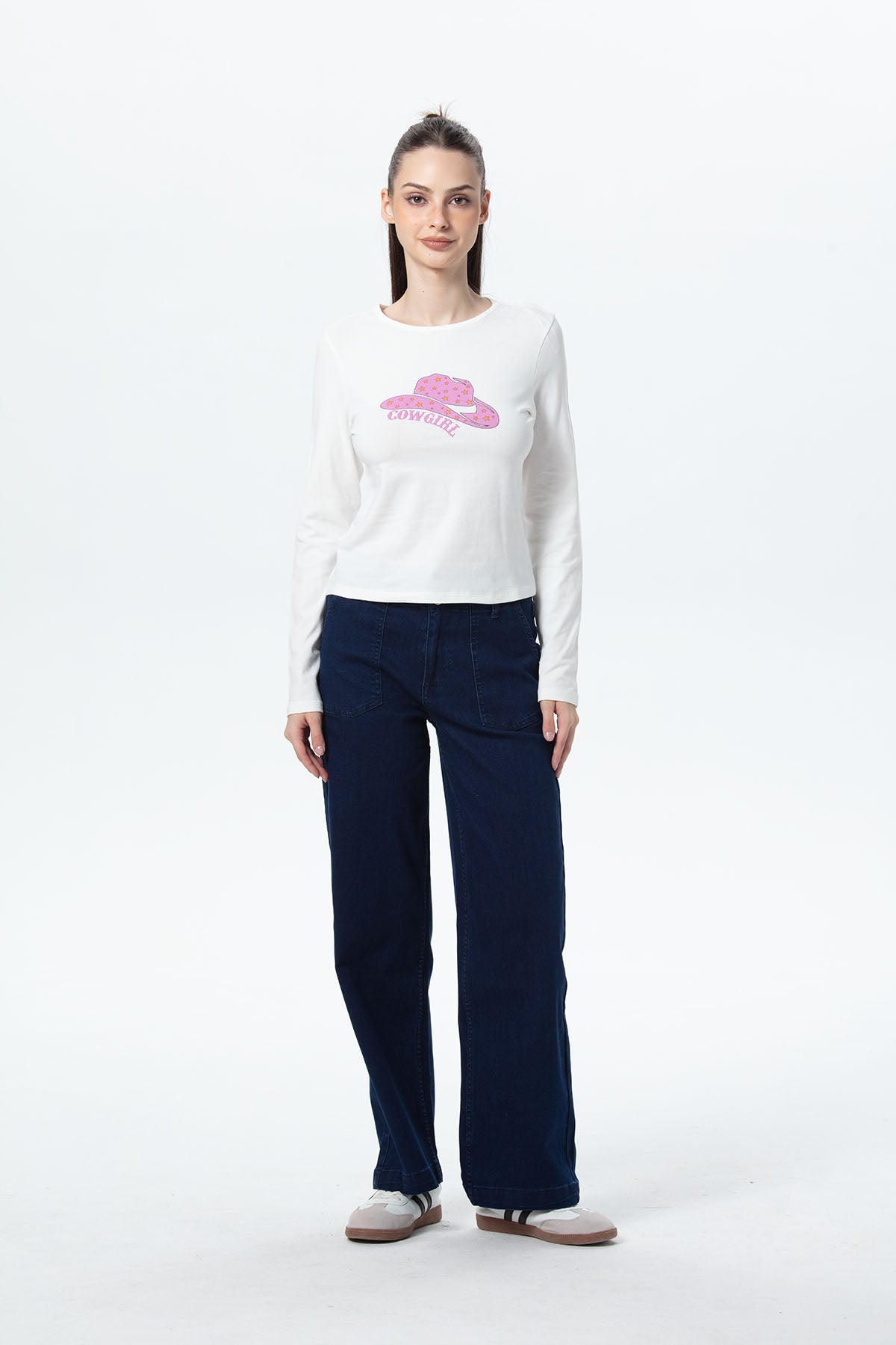 Polera Mujer Print College Crudo