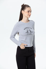 Polera Mujer Print College Gris