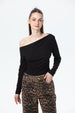 Polera Mujer Asimétrica Hombro Negro