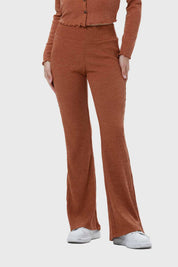 Pantalón Mujer Flare Rib Café