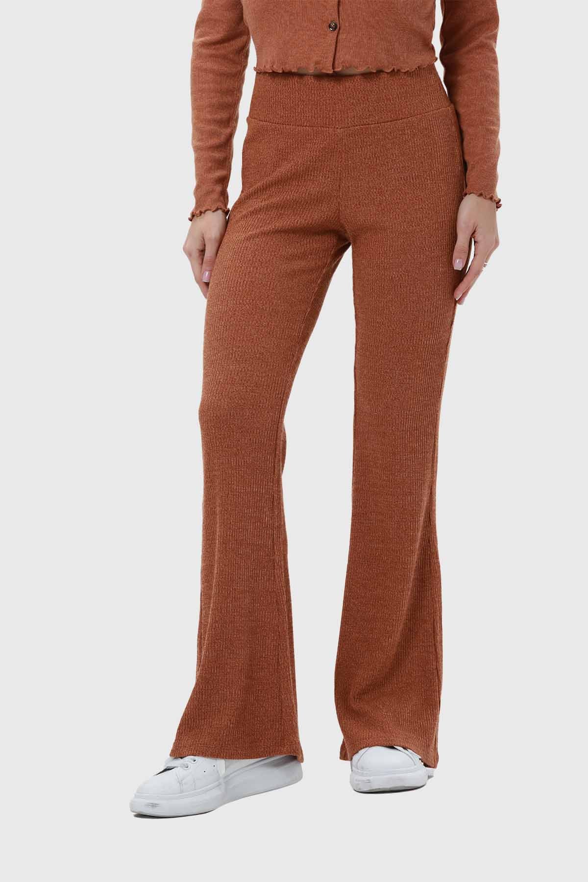 Pantalón Mujer Flare Rib Café