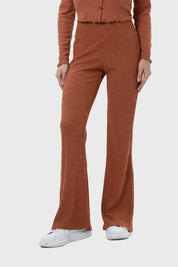 Pantalón Mujer Flare Rib Café