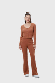 Pantalón Mujer Flare Rib Café