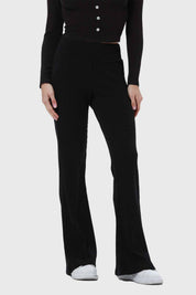 Pantalón Mujer Flare Rib Negro