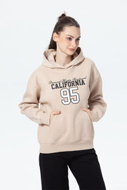 Polerón Mujer Canguro Print Beige