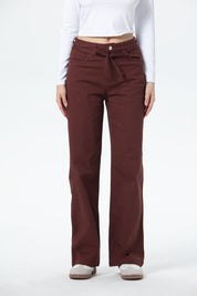 Pantalón Mujer Gabardina Cordón Chocolate