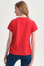 Polera Mujer Básica Print Rojo