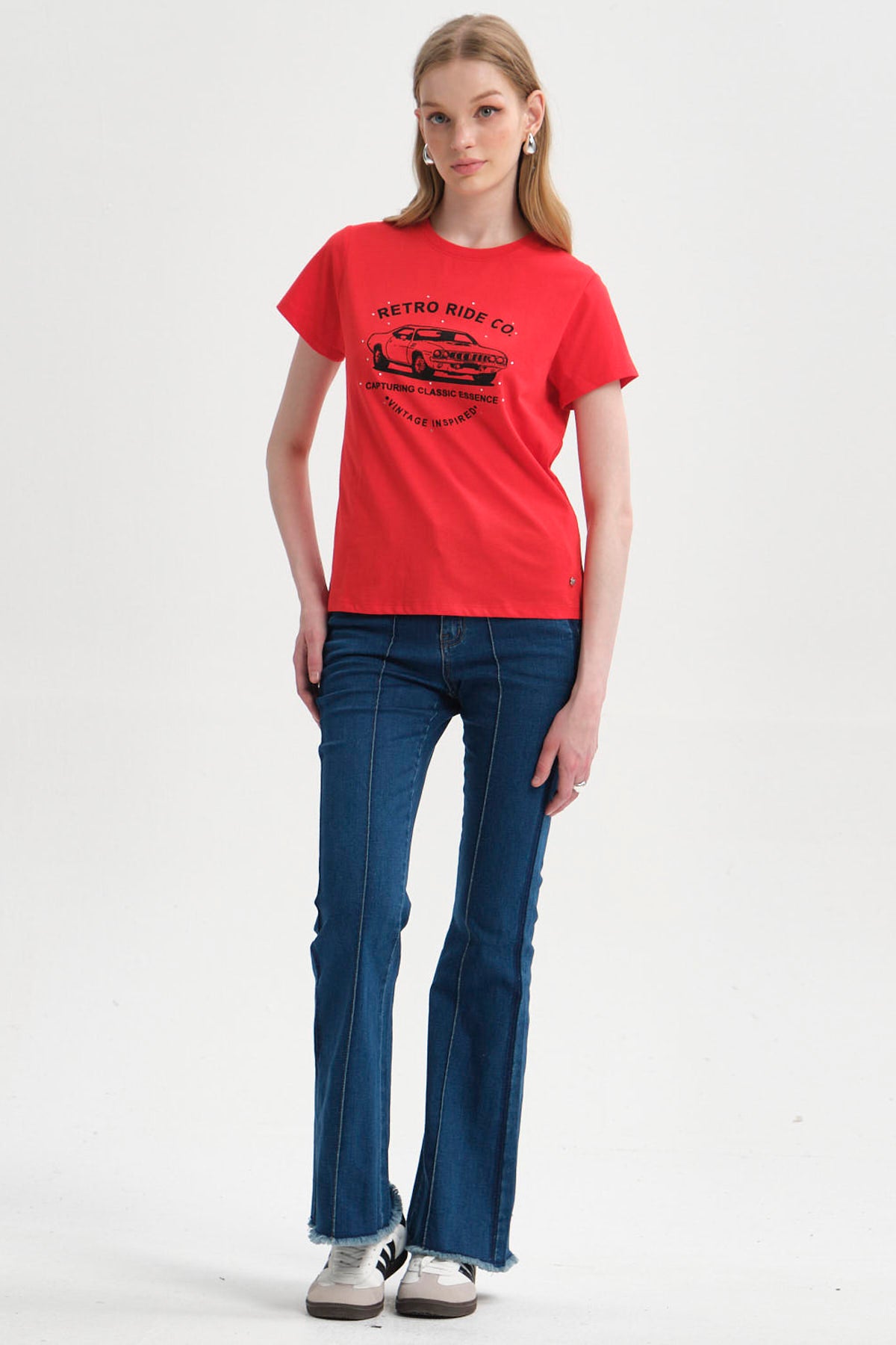 Polera Mujer Básica Print Rojo