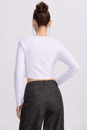 Polera Mujer Lisa Blanco manga larga