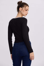 Polera Mujer Canalé Negro