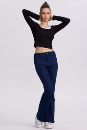 Polera Mujer Canalé Negro