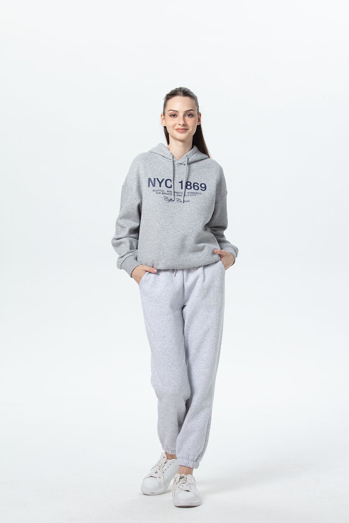 Pantalón Buzo Mujer Jogger Gris Melange