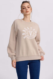 Polerón Mujer Print Beige