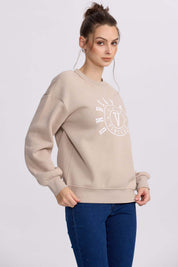Polerón Mujer Print Beige