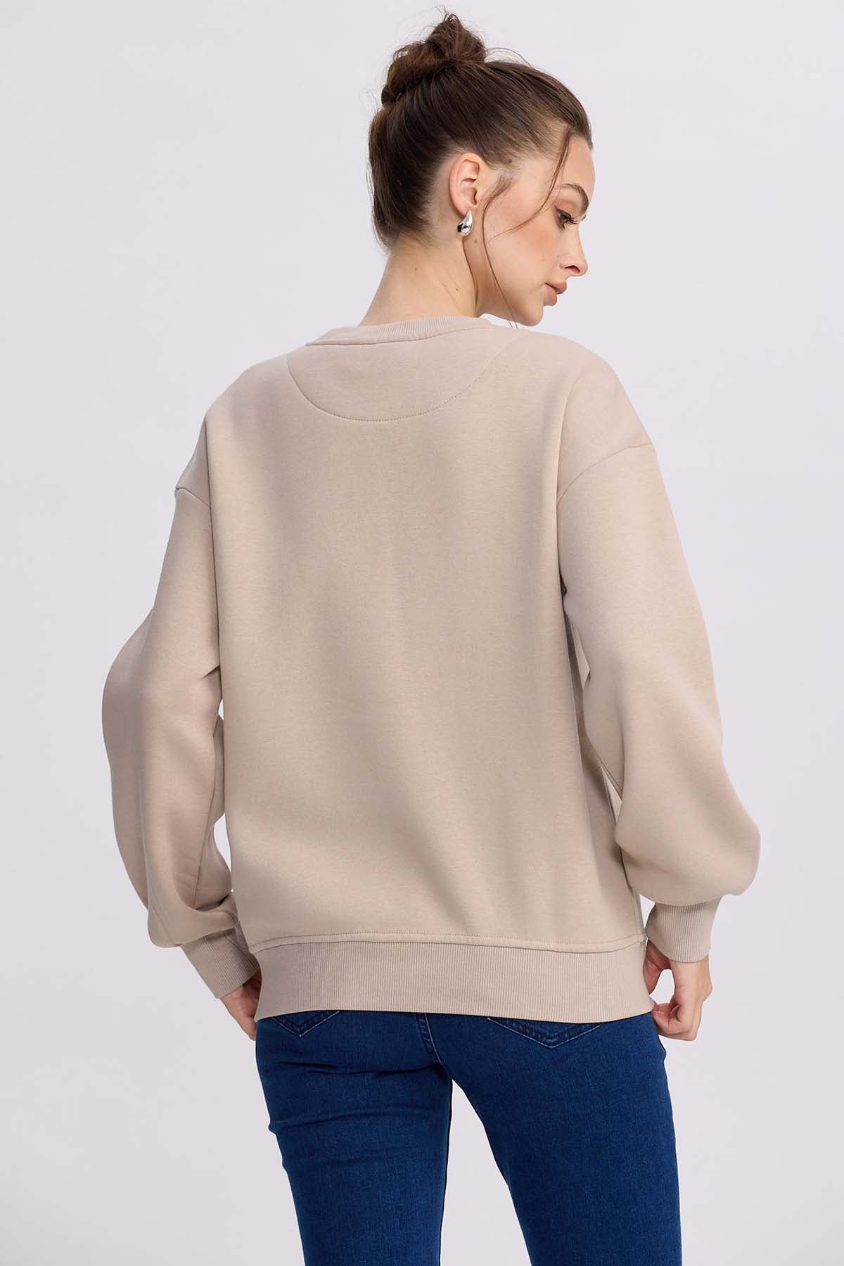 Polerón Mujer Print Beige