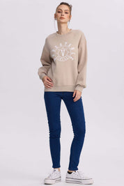 Polerón Mujer Print Beige