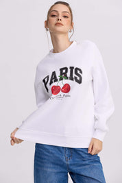 Polerón Mujer Print Blanco
