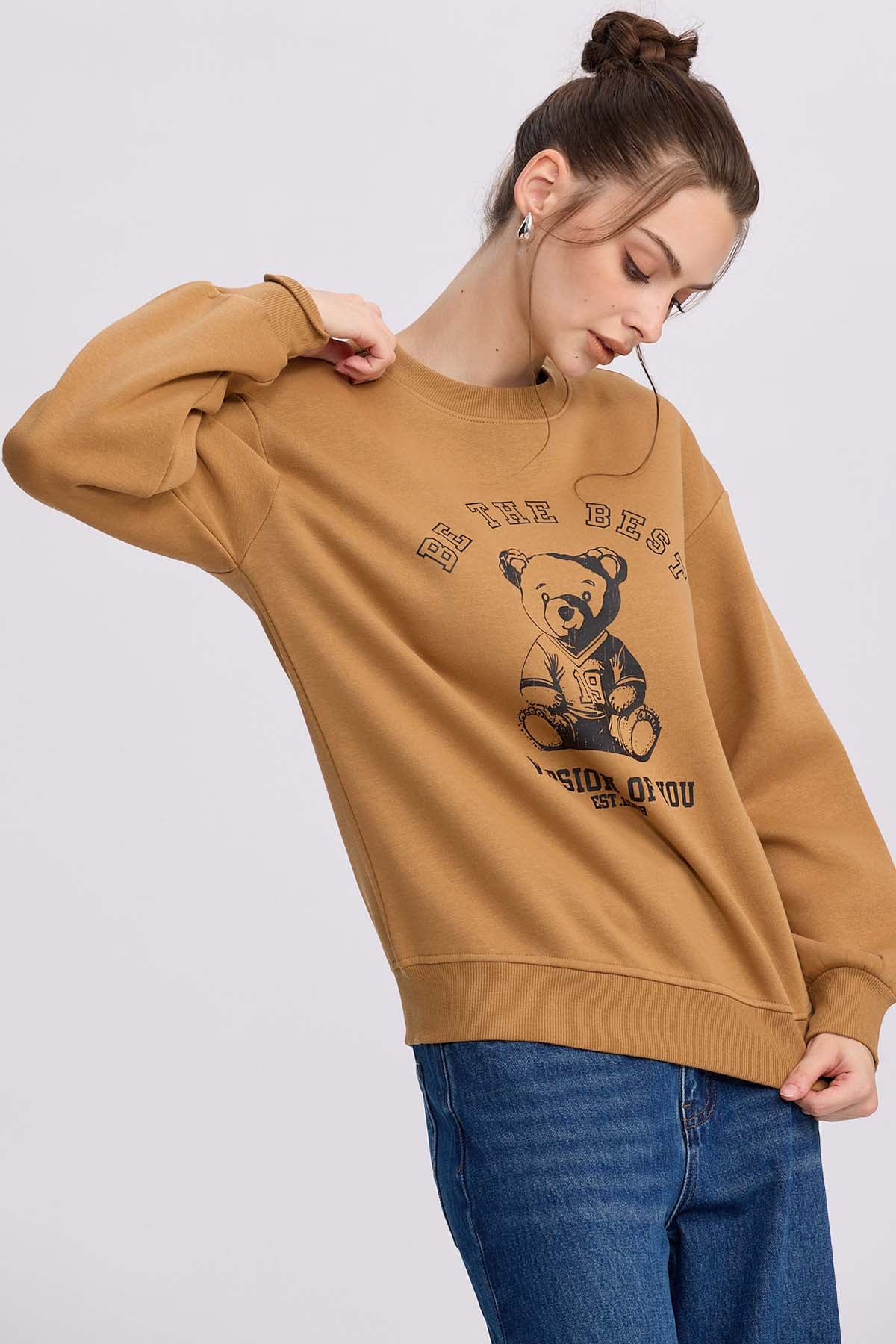 Polerón Mujer Print Camel