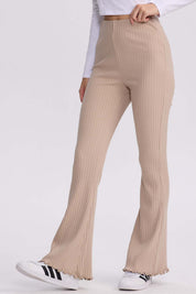 Pantalón Mujer Flare Rib Beige