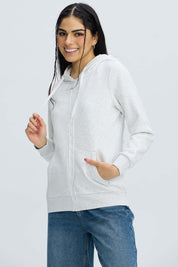 Polerón Mujer Hoodie Gris Melange