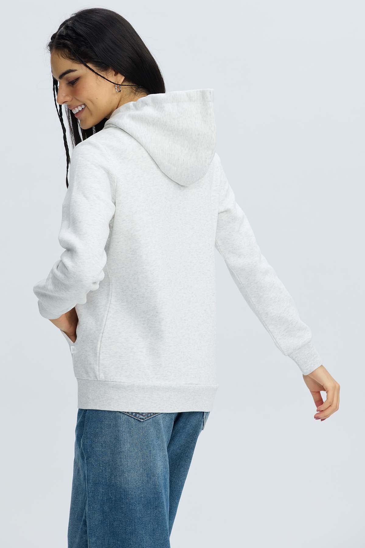 Polerón Mujer Hoodie Gris Melange