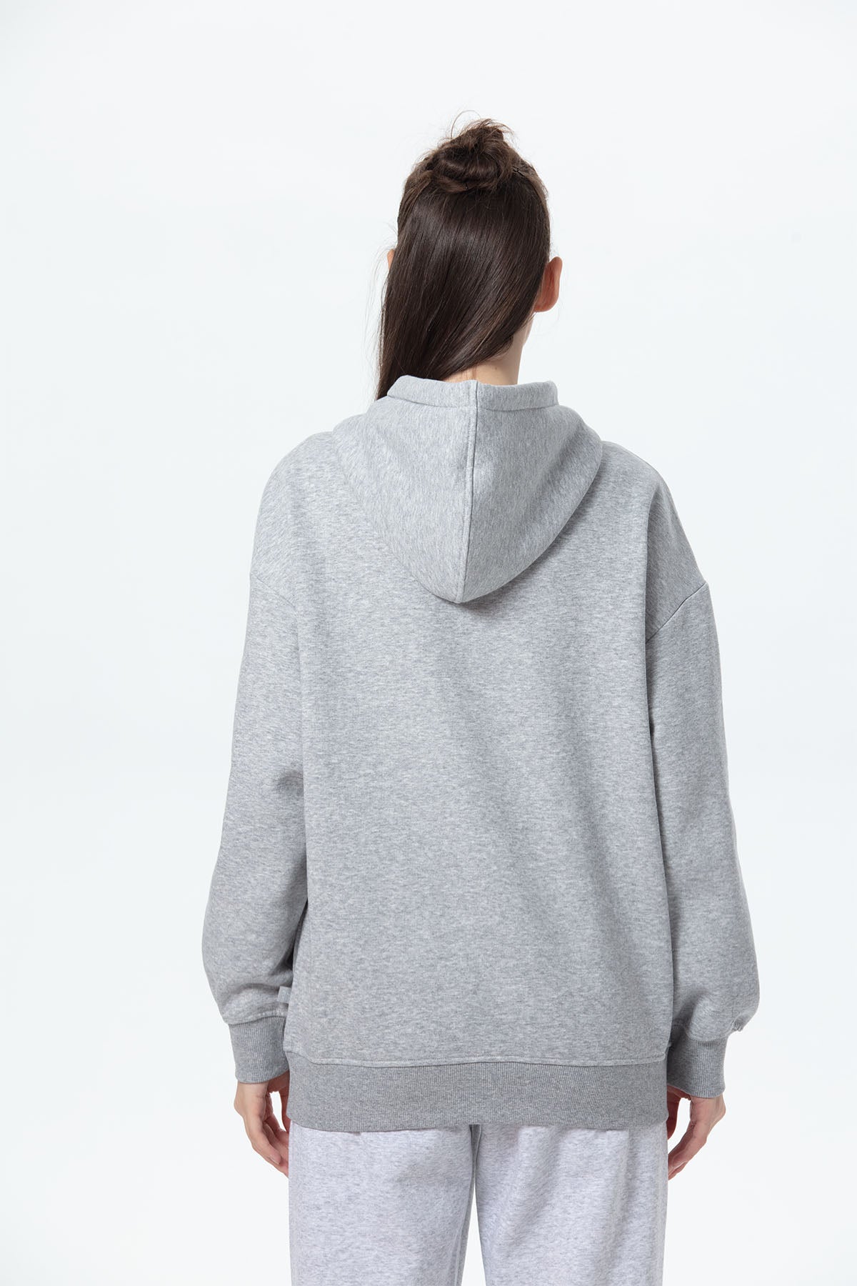 Polerón Mujer Oversize Print Gris Melange