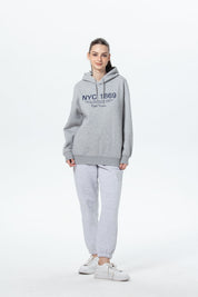 Polerón Mujer Oversize Print Gris Melange