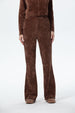Pantalón mujer flare chenille café