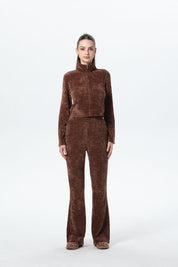Pantalón Mujer Flare Chenille Cafe