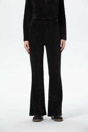 Pantalón Mujer Flare Chenille Negro