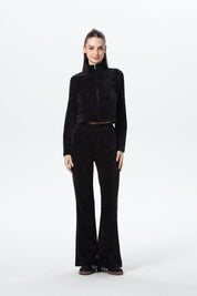 Pantalón Mujer Flare Chenille Negro