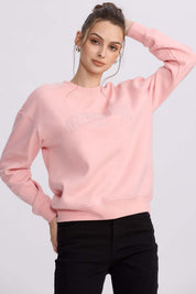 Polerón Mujer Oversize Bordado Rosado Claro