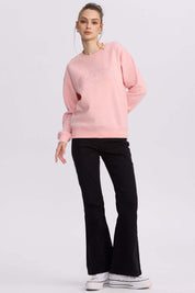 Polerón Mujer Oversize Bordado Rosado Claro