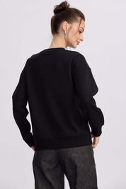 Polerón Mujer Oversize Bordado Negro