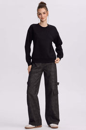 Polerón Mujer Oversize Bordado Negro