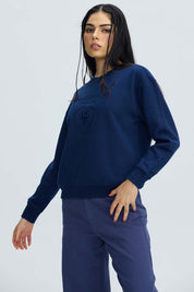 Polerón Mujer Oversize Bordado Azul