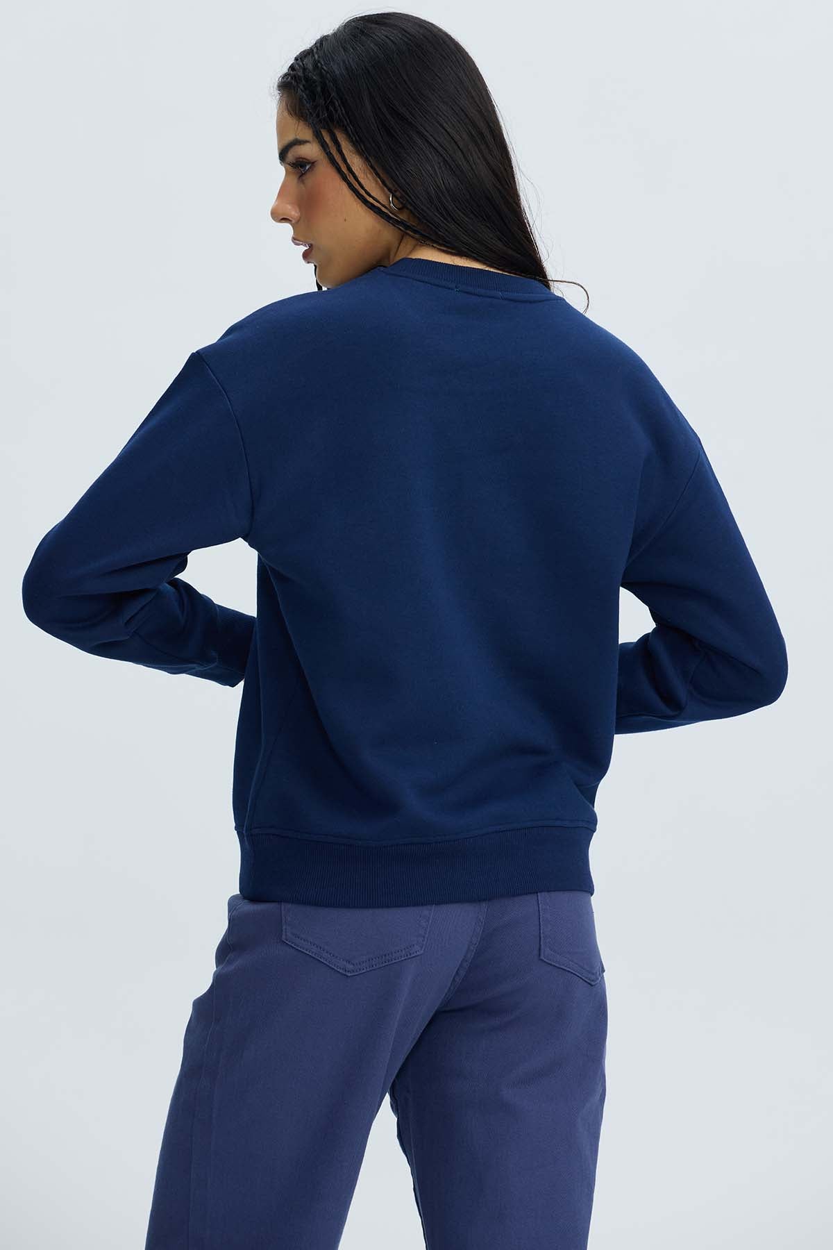 Polerón Mujer Oversize Bordado Azul