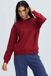 Polerón Mujer Oversize Bordado Burdeo