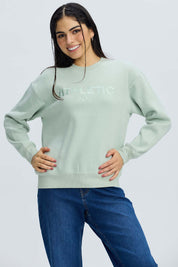 Polerón Mujer Oversize Bordado Verde Agua