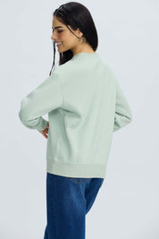Polerón Mujer Oversize Bordado Verde Agua