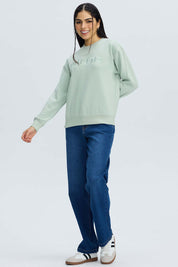 Polerón Mujer Oversize Bordado Verde Agua