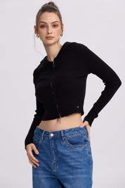 Sweater Mujer Zipper Negro