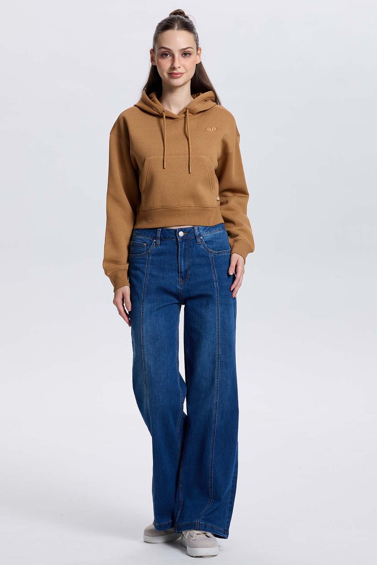 Polerón Mujer Crop Camel