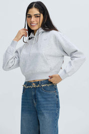 Polerón Mujer Crop Gris Melange