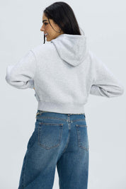 Polerón Mujer Crop Gris Melange