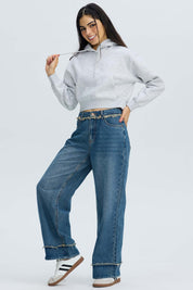 Polerón Mujer Crop Gris Melange