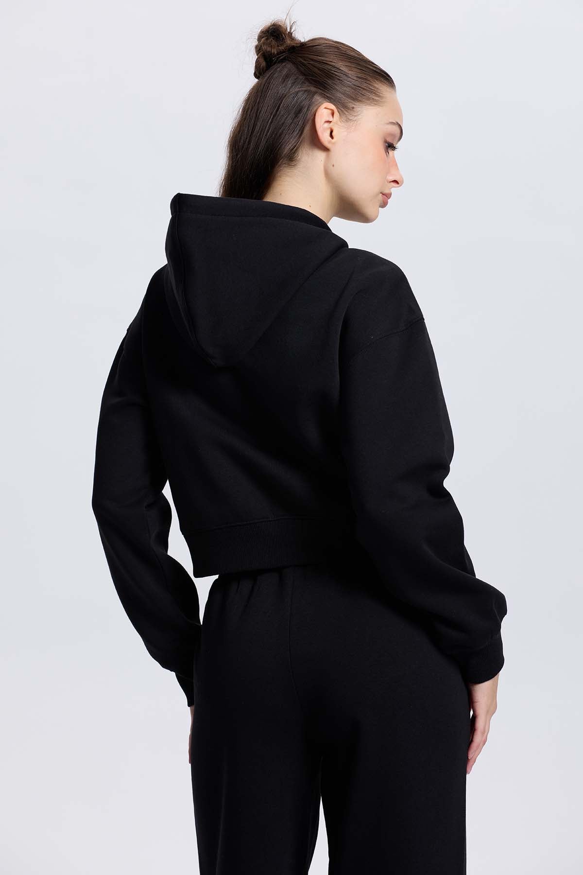 Polerón Mujer Crop Negro