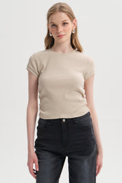 Polera Mujer Cropped Beige